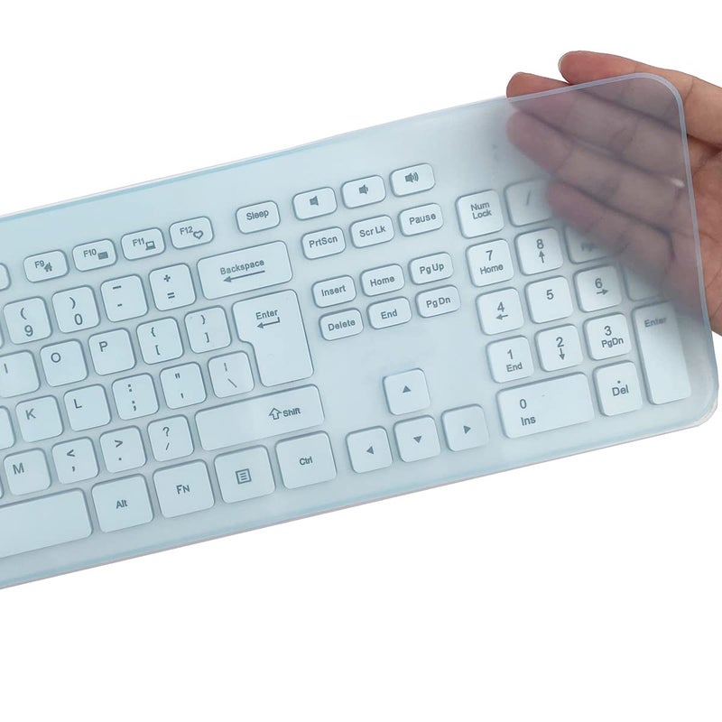MUBUY-GOL Universal Keyboard Cover Skin for Standard Size PC Computer Desktop Keyboards (17.52" x 5.51"), Clear Waterproof Anti-Dust Silicone-Blue - Image 3